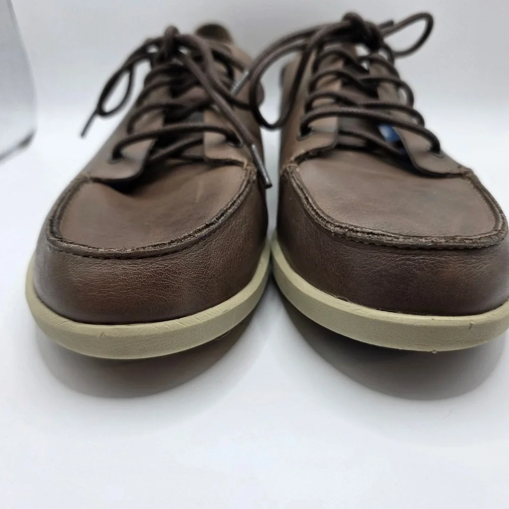 OluKai Nalukai Brown Leather Lace Up Shoes‎ Mens 9 Drop-In Heel 10378-6Z21